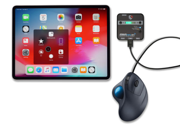 Huvudfunktioner:

 	Styra iPad/iPhone med pekdon (mus, huvudmus, joystick)
 	Motverka skakningar
 	Dwell-klick
 	Möjlighet att koppla in två externa kontakter för Klick och Assistive touch menyn.

 

Manual